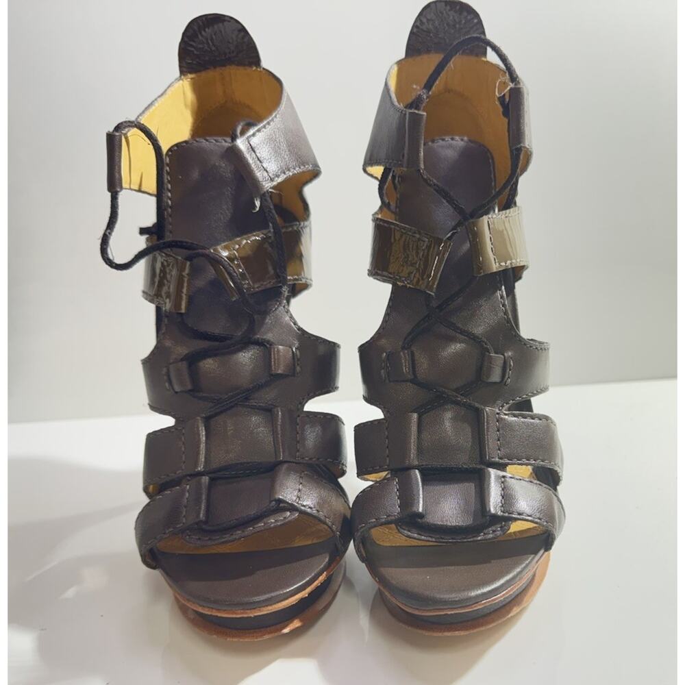 L.A.M.B. Jaco Women’s High Heels Black Leather Straps Size 9
